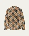 Burberry Check Long-sleeve Cotton Button-down Top In Sand Ip Check