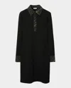 Burberry Check Long-sleeve Polo Dress In Charcoal Melange