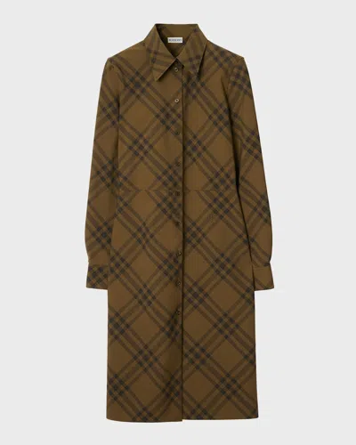 Burberry Check Long-sleeve Shirtdress In Camp Ip Check