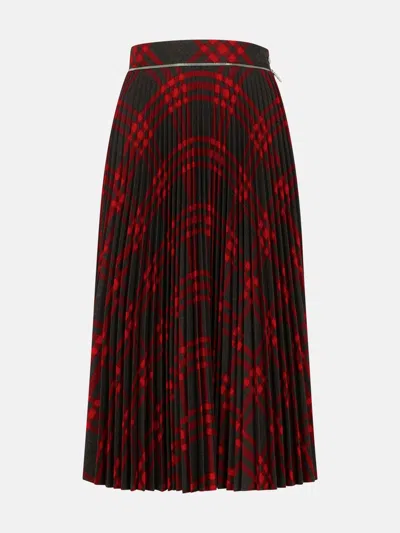 Burberry 'check' Long Wool Blend Skirt In Multi