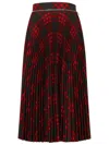 Burberry Pleated Check Midi Skirt In Red