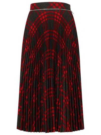 BURBERRY BURBERRY 'CHECK' LONG WOOL BLEND SKIRT