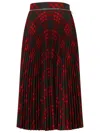 Burberry Pleated Check Midi Skirt In Red