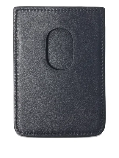 Burberry Check Magnetic Cardholder In Gray