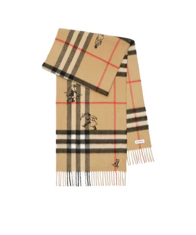 Burberry Check Mates Cashmere Scarf In Brown