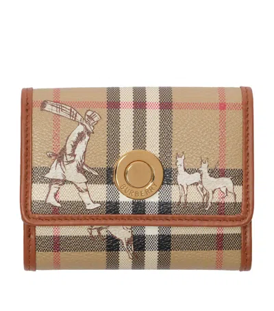 Burberry Check Mates Folding Wallet In Beige