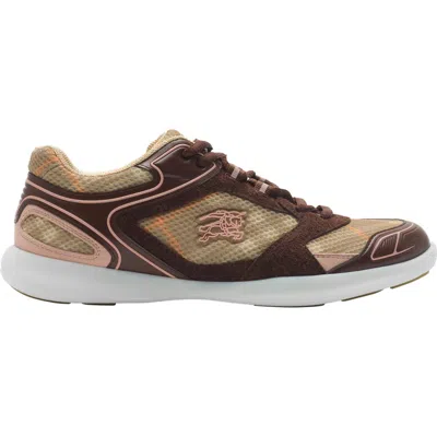 Burberry Check Matrix Sport Sneakers In Brown