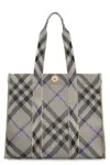 Burberry Check Media Canvas Tote Bag In Black