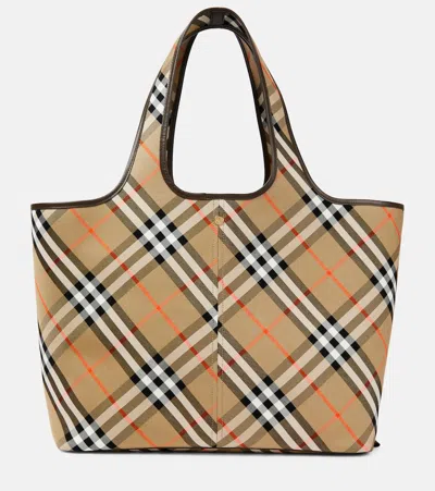 BURBERRY CHECK MEDIUM CANVAS TOTE BAG