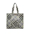 Burberry Check Medium Knitted Tote Bag In Green