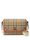 Burberry Check-pattern Top Handle Bag In Beige
