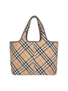 Burberry Check Media Tote Bag In Beige