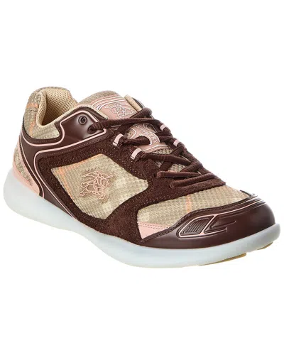 Burberry Check Mesh & Suede Sneaker In Multi