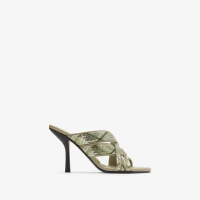 Burberry Check Mesh Cabana Maille Mules In Skylark
