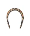Burberry Check Padded Metallic Mesh Headband In Brown