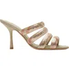 Burberry Mews Brass Check Four-band Slide Sandals In Gloss
