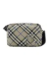 Burberry Check Messenger Bag In Nude