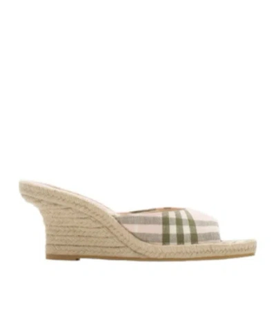 Burberry Check Mews Espadrille Mules In Nude