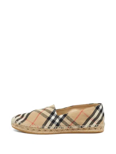 Pre-owned Burberry Check Mews Espadrilles In Neutrals