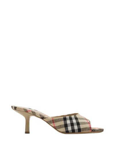 Burberry Check Mews Low Sandals In Multi