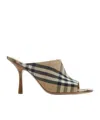 Burberry Check Mews Mules In Sand-colored