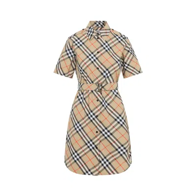 Burberry Check Midi Dress For Women - Spring Summer 26 In Brown