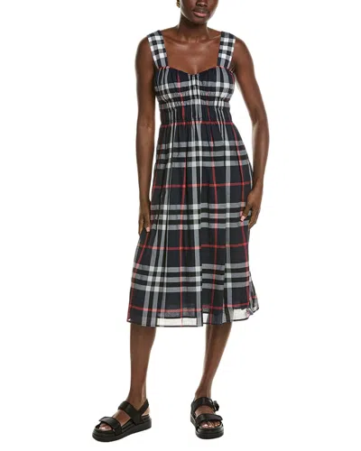 Burberry Check Midi Dress In Black