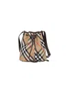 Burberry Medium Bucket Bag With Check Pattern In Beige