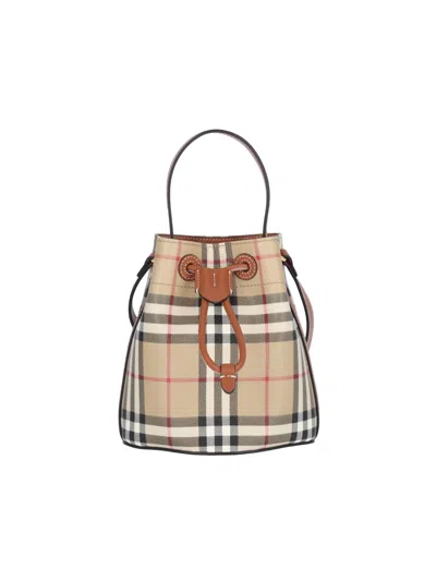 Burberry Check Mini Bag In Vntgchkbriarbrown