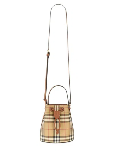 Burberry Check Mini Bucket Bag In Beige