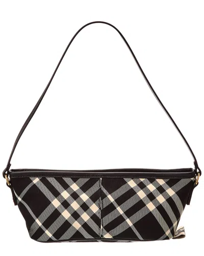 Burberry Check Mini Canvas & Leather Handbag In Black