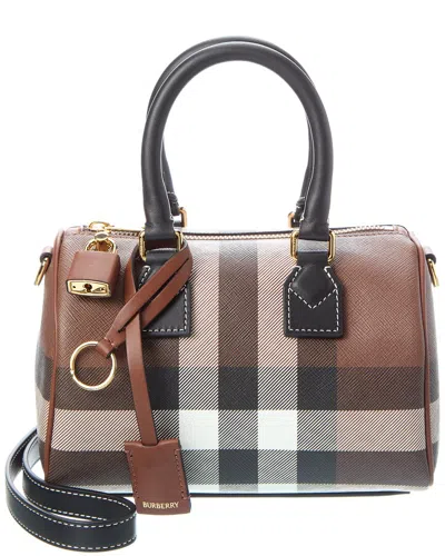 BURBERRY BURBERRY CHECK MINI E-CANVAS & LEATHER BOWLING BAG