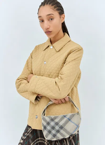 Burberry Check Mini Knitted Shoulder Bag In Beige