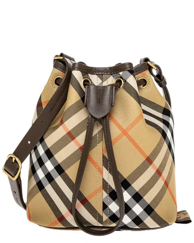 BURBERRY BURBERRY CHECK MINI LEATHER BUCKET BAG