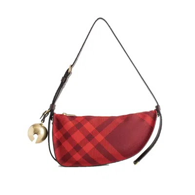 Burberry Mini Shield Check-pattern Shoulder Bag In Red