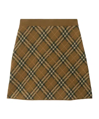 Burberry Check Mini Skirt In Brown