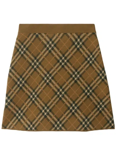 Burberry Check Mini Skirt In Neutrals