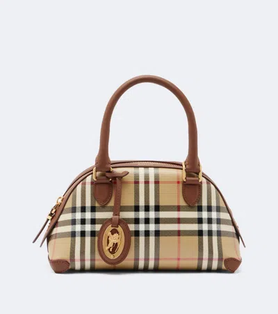 Burberry Check Mini Top-handle Bag In Brown