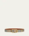 Burberry Check Mixed-media Belt In Vintage Check Gold