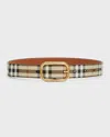 Burberry Check Pattern Belt For Women In Brown