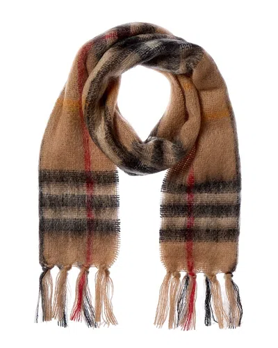 Burberry Check Mohair & Wool-blend Scarf In Brown