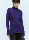 Burberry Check Pattern Long Sleeve Sweater In Purple