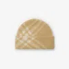 Burberry Check Mohair Wool Blend Beanie In Brown