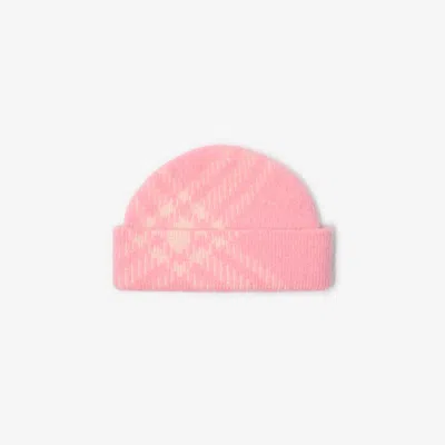 Burberry Check Mohair Wool Blend Beanie In Pink