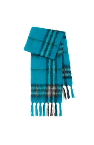 Burberry Check Mohair Wool Scarf In Purple