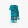 Burberry Soft Textured Scarf Fringed Edges In Blue