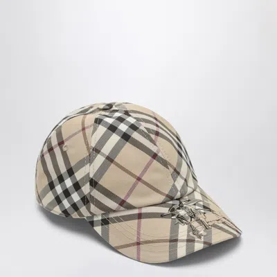 BURBERRY BURBERRY CHECK MOTIF BASEBALL CAP WITH EKD EMBROIDERY