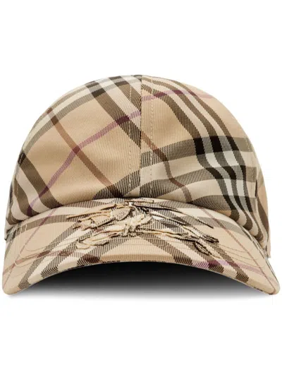 BURBERRY BURBERRY  CHECK MOTIF BASEBALL CAP WITH EKD EMBROIDERY
