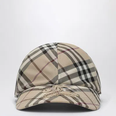 Burberry Check Motif Baseball Cap With Ekd Embroidery