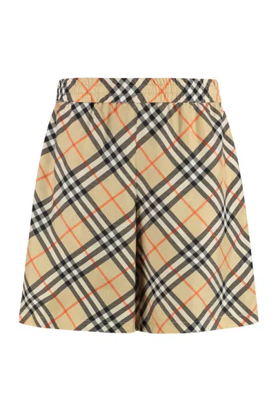 Burberry Beige Check Swim Shorts In Alabaster Pink